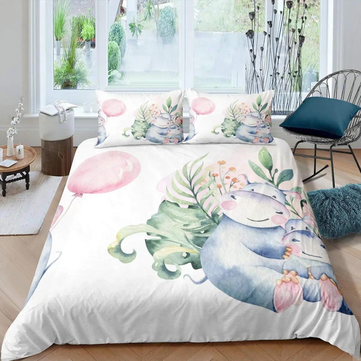 Комплект пододеяльников с изображением бегемота размера King Size — фото 4