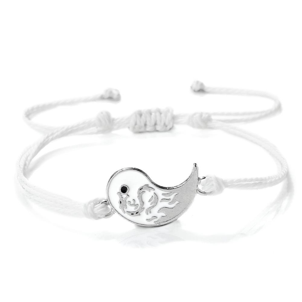 Yin Yang Harmony Tai Chi Men & Women Handmade Black & White Bracelet Set