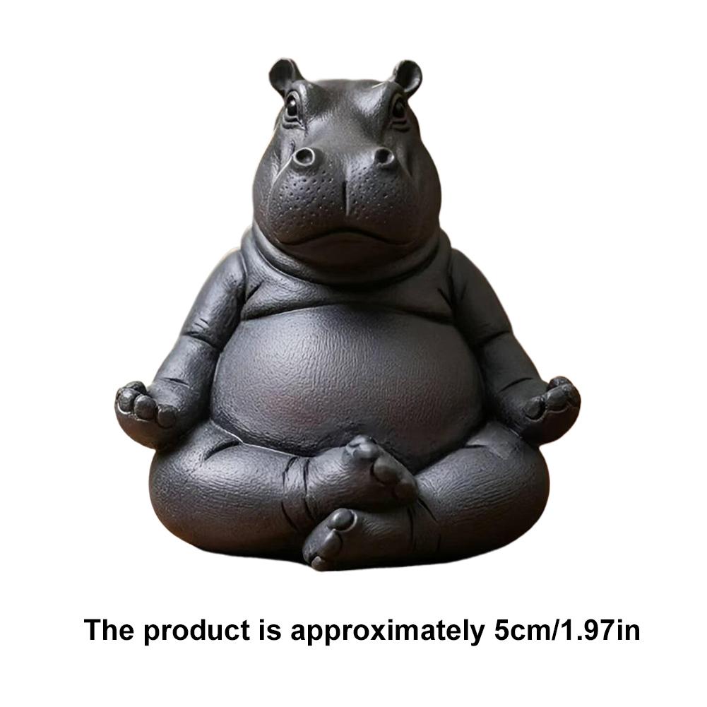 Creative Hippo Yoga Figurine Home Decoration Cute Animal Yoga Ornament Resin Hippo Figurine Desktop Decoration Funny Gift