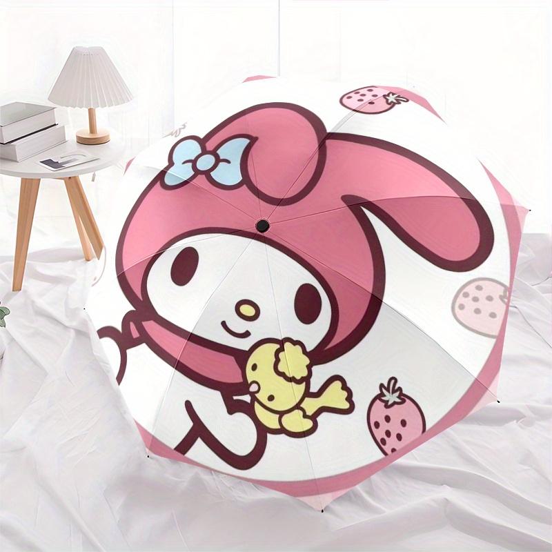 My Melody, Strawberry Automatic Opening and Closing Parasol Compact Travel Umbrella with 8 Ribs for Women and Men Ideal Birthday/Christmas G