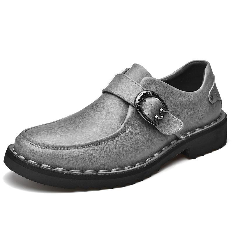 

Independent station trendy fashion versatile high-end casual buckle seam sole tooling shoes wear-resistant British men s shoes 44 сірий колір