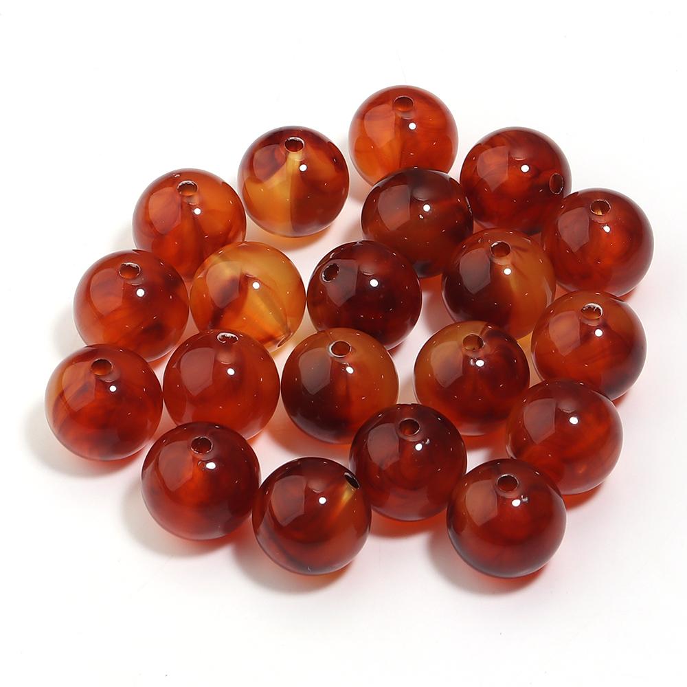 10-200Pcs 6/8/10/12/14/16/20mm Amber Color Round Acrylic Beads For Jewelry Making Loose Spaced Bead DIY Charms Bracelet Necklace