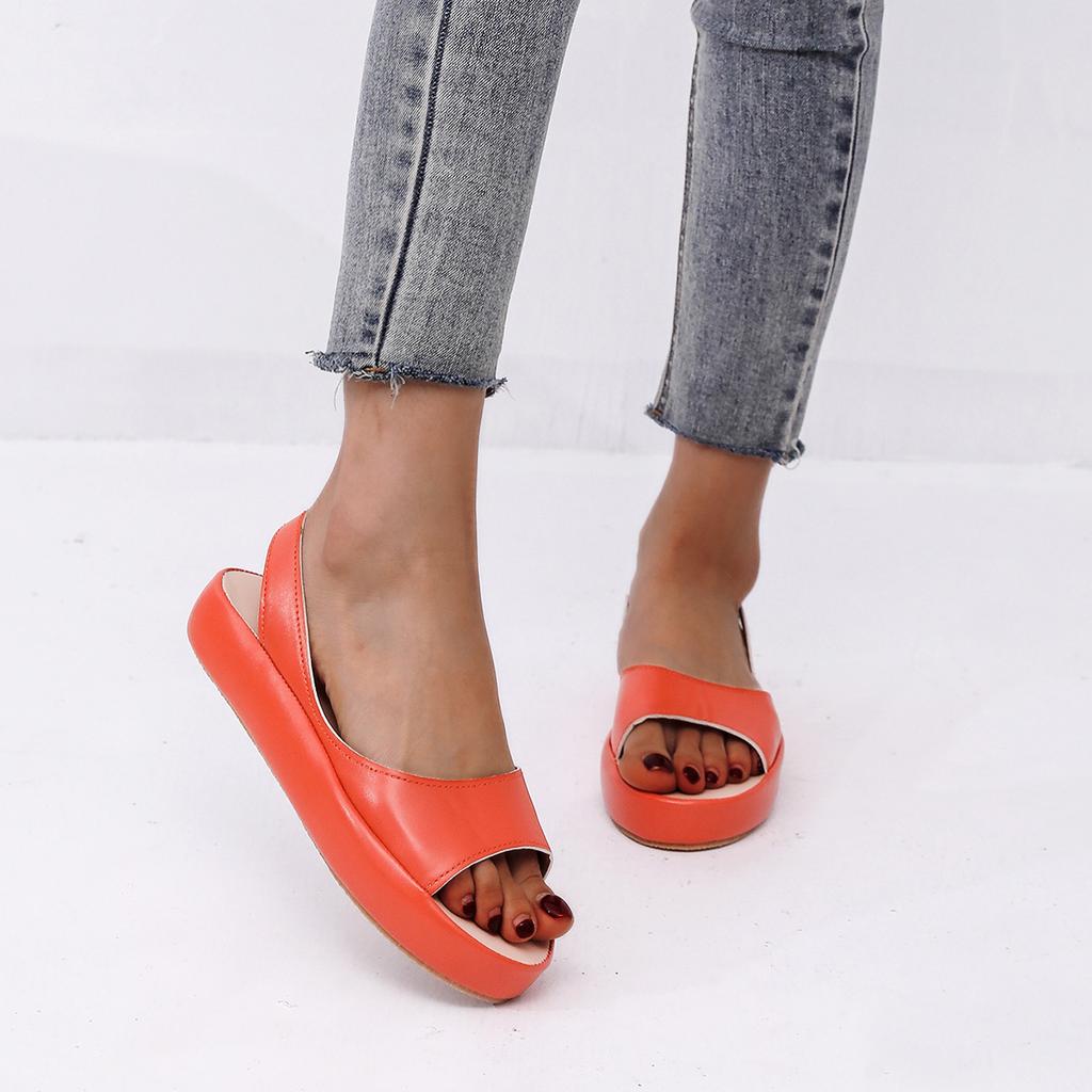 2025 summer new foreign trade large size women's shoes fish mouth flat heel light foot cover casual women's sandals