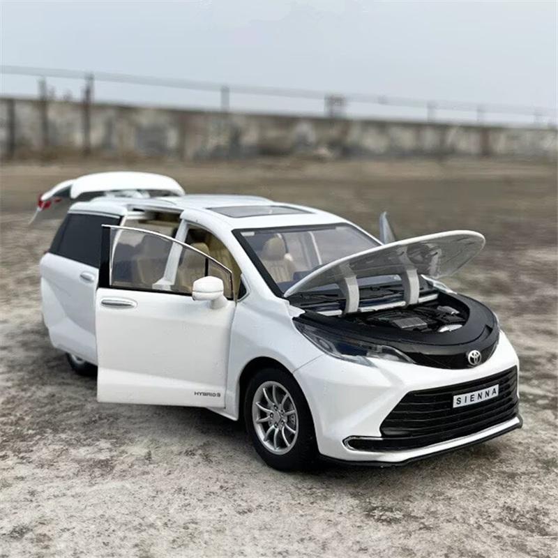1/24 TOYOTA Sienna MPV Alloy Car Model Diecast Metal Vehicles Car Model High Simulation Sound and Light Collection Kids Toy Gift