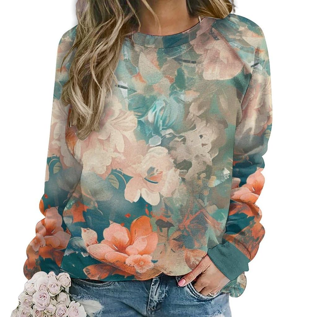 Floral Flower Pattern 3D Print Sweatshirts Women New Casual O-Neck Hoodies Streetwear Y2k Pullovers Harajuku Tops Woman Clothing