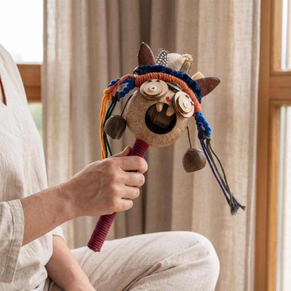 Natural Nut Husk DIY Craft Kit Whimsical Design Nut Husk Wand Rattle drum Different Occasions