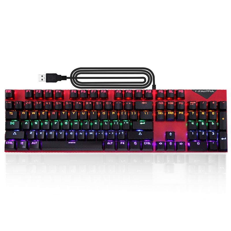 

Y-FRUITFUL K137 Wired Mechanical Keyboard 104 Keys RGB Backlit Blue/Red Switch Gaming Keyboard Red