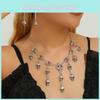 Necklace Gothic Skeleton And Earrings Set With Alloy Material For Halloween Festivities And Alternative Style