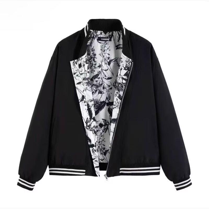 

Men s Trendy Ink Wash Pilot Jacket: Spring & Autumn Casual Cotton Baseball Style XXL чорний