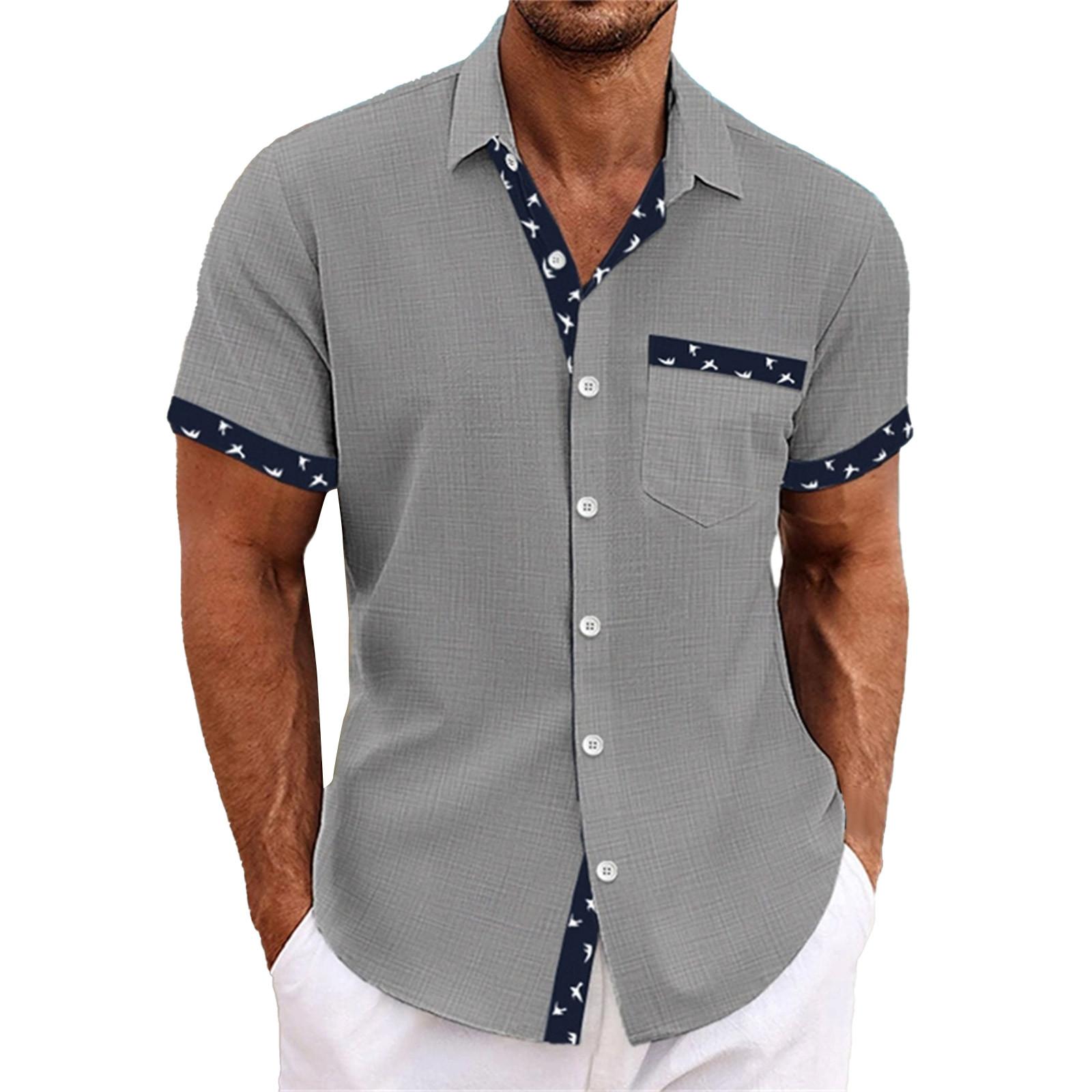 

Мужские винтажные рубашки для боулинга на пуговицах с коротким рукавом, летняя пляжная рубашка M