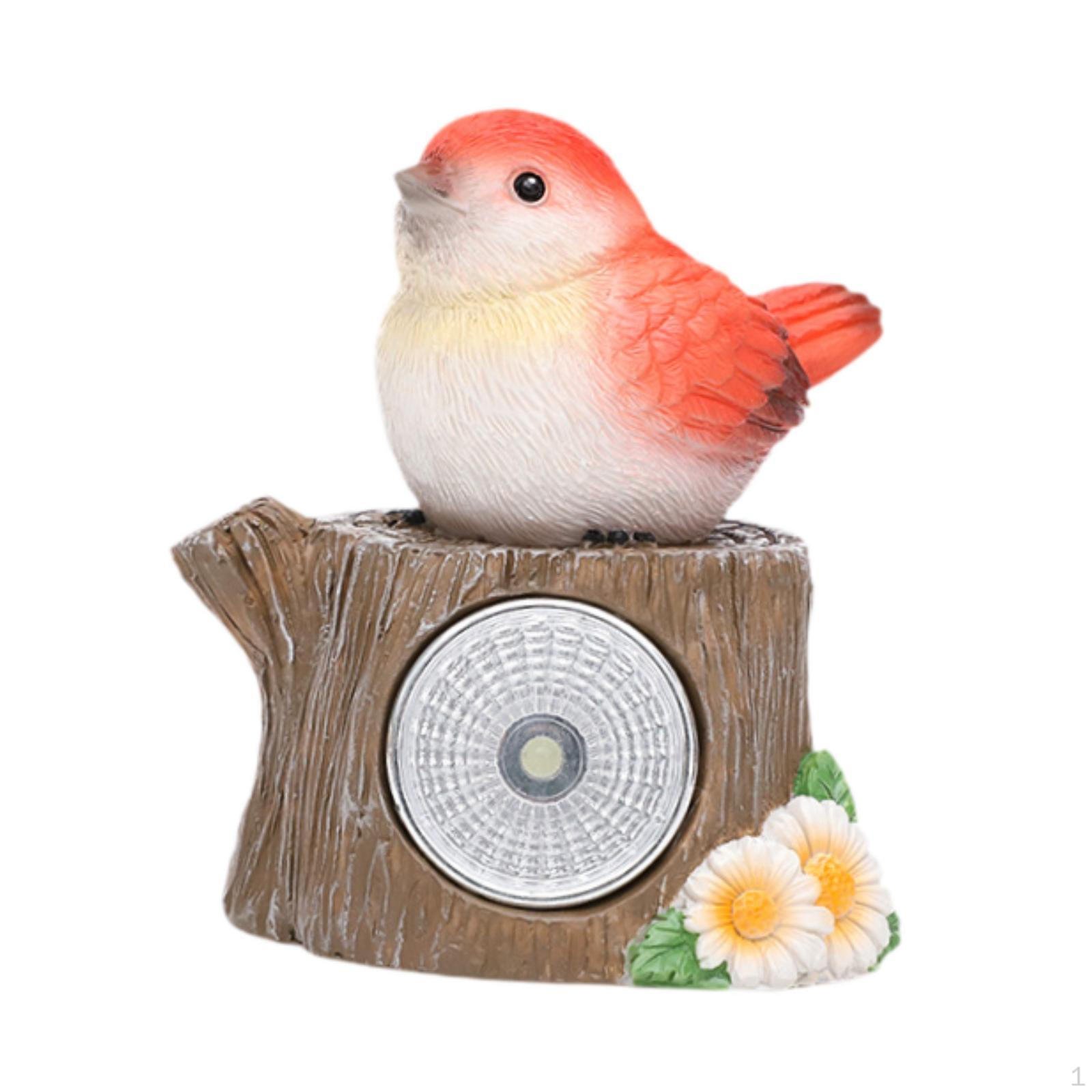 Animal Garden Statue with Solar Light, Cute Decorative Figurine for Patio, Garden, Lawn Bird