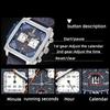 MEGIR Blue Black Square Dial Men's Casual Leather Strap Date Waterproof Night Light Retro Design Men's Quartz Clock Reloj