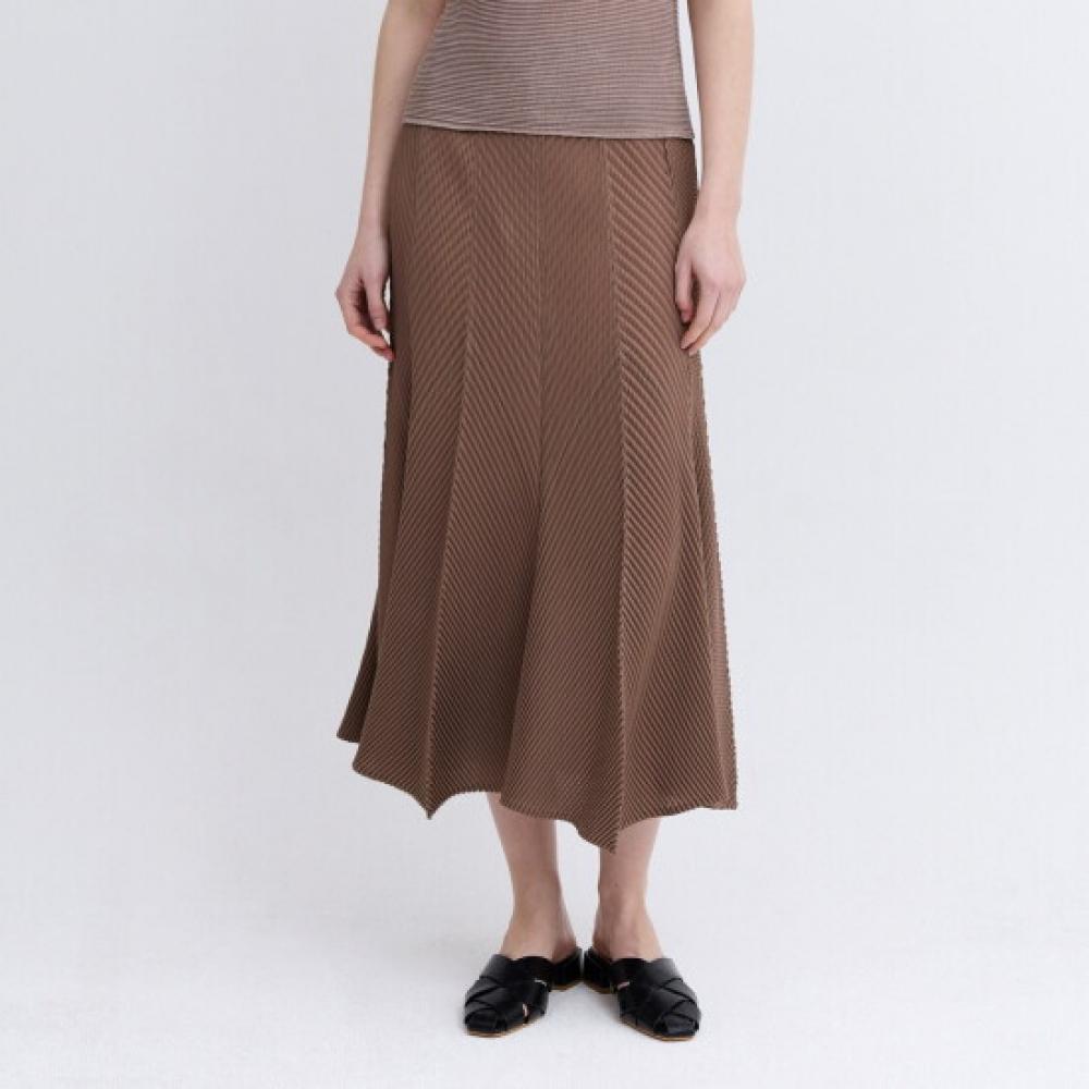 Pleats Me Oblique Waffle Folding Flare Skirt Ppsks026002