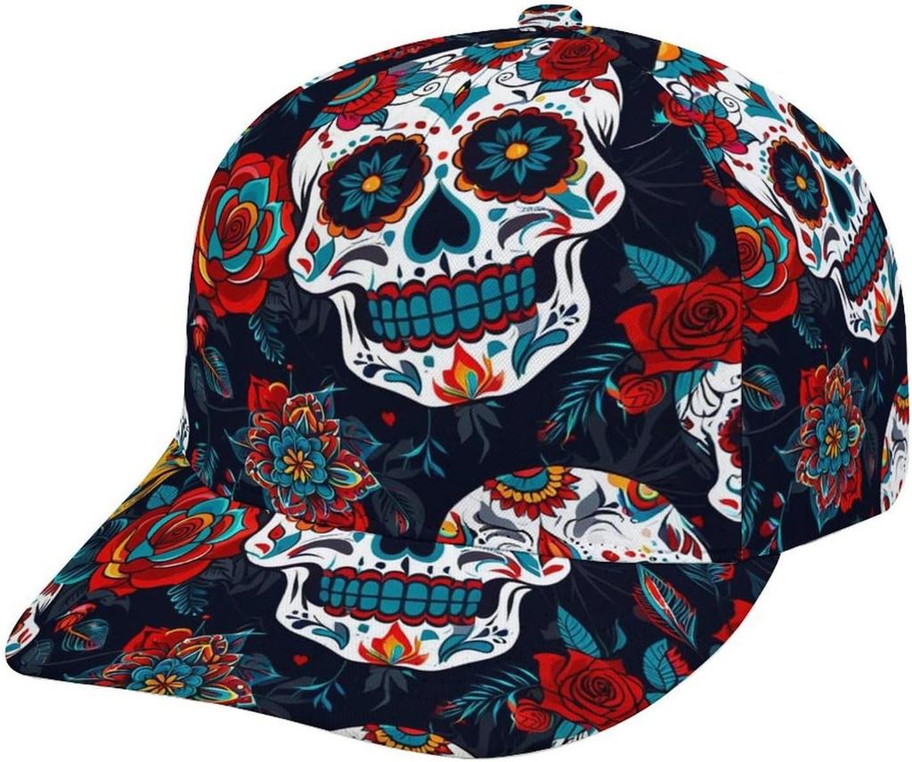 Colorful Floral Skull Print Hat Baseball Cap Hat Snapback for Men Women Ladies Hip Hop Trucker Cap Dad Hat