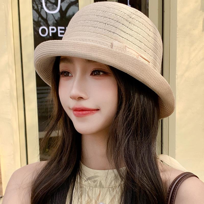 Summer hat women's sunshade sunscreen bucket hat temperament knitted versatile sun hat