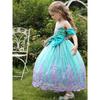 Vestito da Principessa Sirena Turchese per Bambine 7-8 Anni 130cm Costume per Halloween Carnevale Natale Pasqua Festa dei Bambini San Valentino