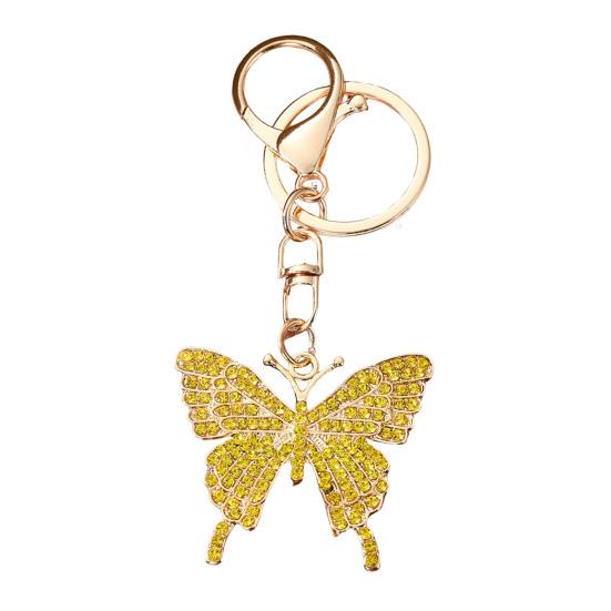 Sparkling Rhinestone Butterfly Women Keychain Key Ring Girls Car Holder Backpack Pendant золотистый