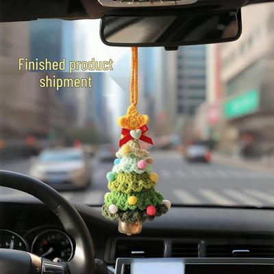 Crochet Christmas Tree Car Ornament with Bell