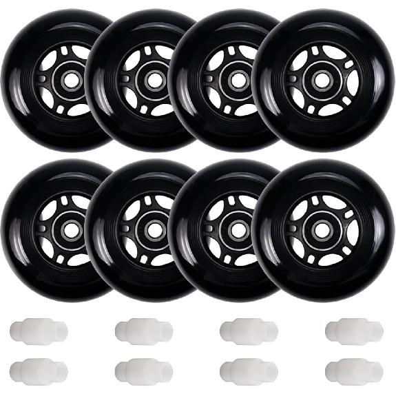 Inline Skate Wheels: 72mm 76mm 80mm Roller Hockey Blade Replacement Wheels with ABEC 9 Bearing for Indoor Outdoor (8 Pack) (80 Mm)