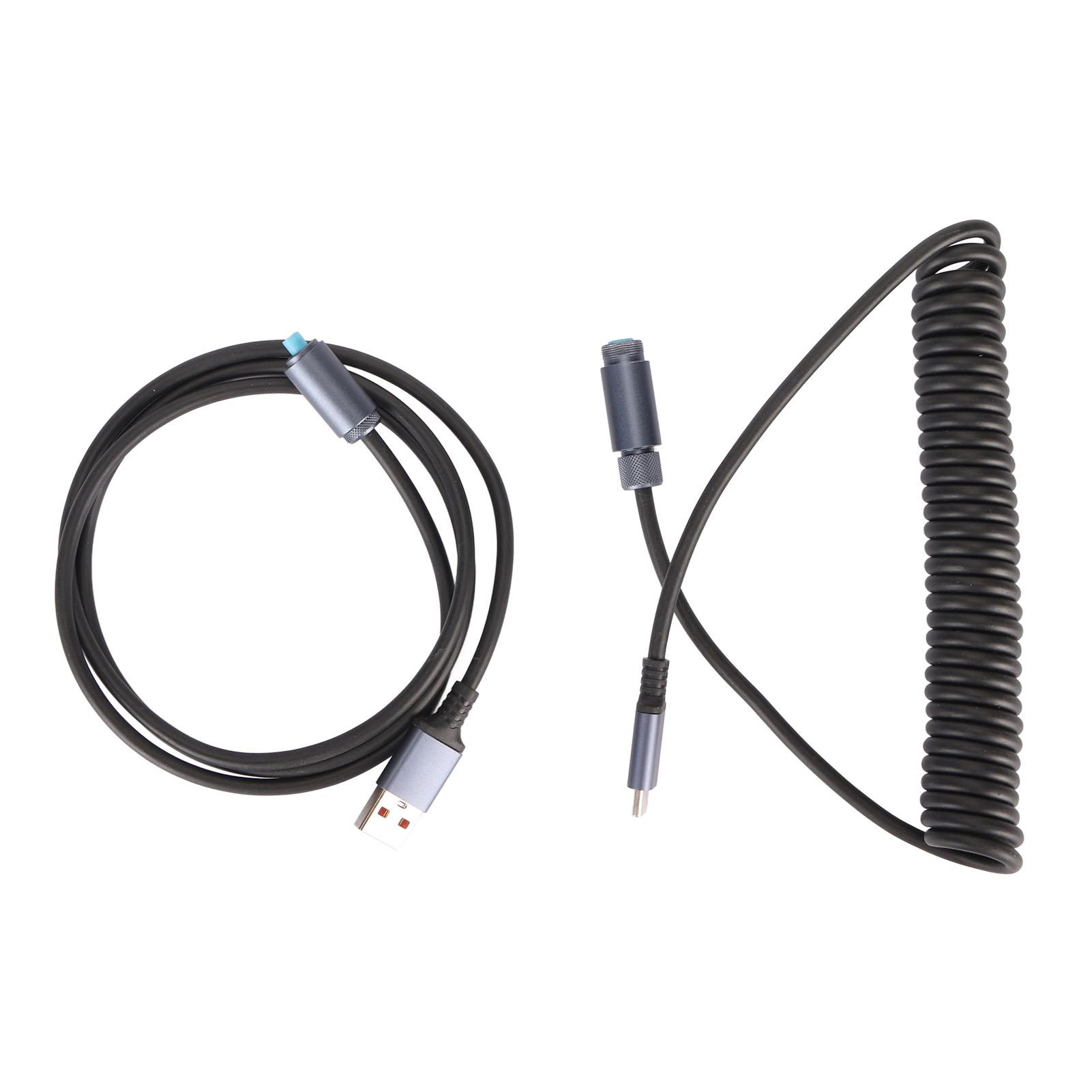 

Кабель USB-Type C для клавиатуры, максимальная длина 9,8 футов, 4-контактный авиационный разъем, самоблокирующаяся спиральная клавиатура