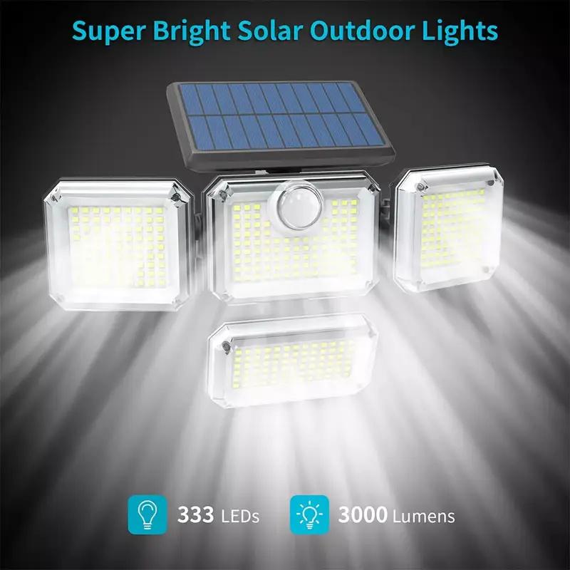 333LED Solar Powered Outdoor Light Motion Sensor with Remote Security Street Lamp Adjustable Waterproof Garage Garden Patio