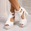 Sandals Women Elegant Leather Shoes Block High Heels Platform Sandals Summer Gladiator Sandals Office Model Chaussure Femme Été