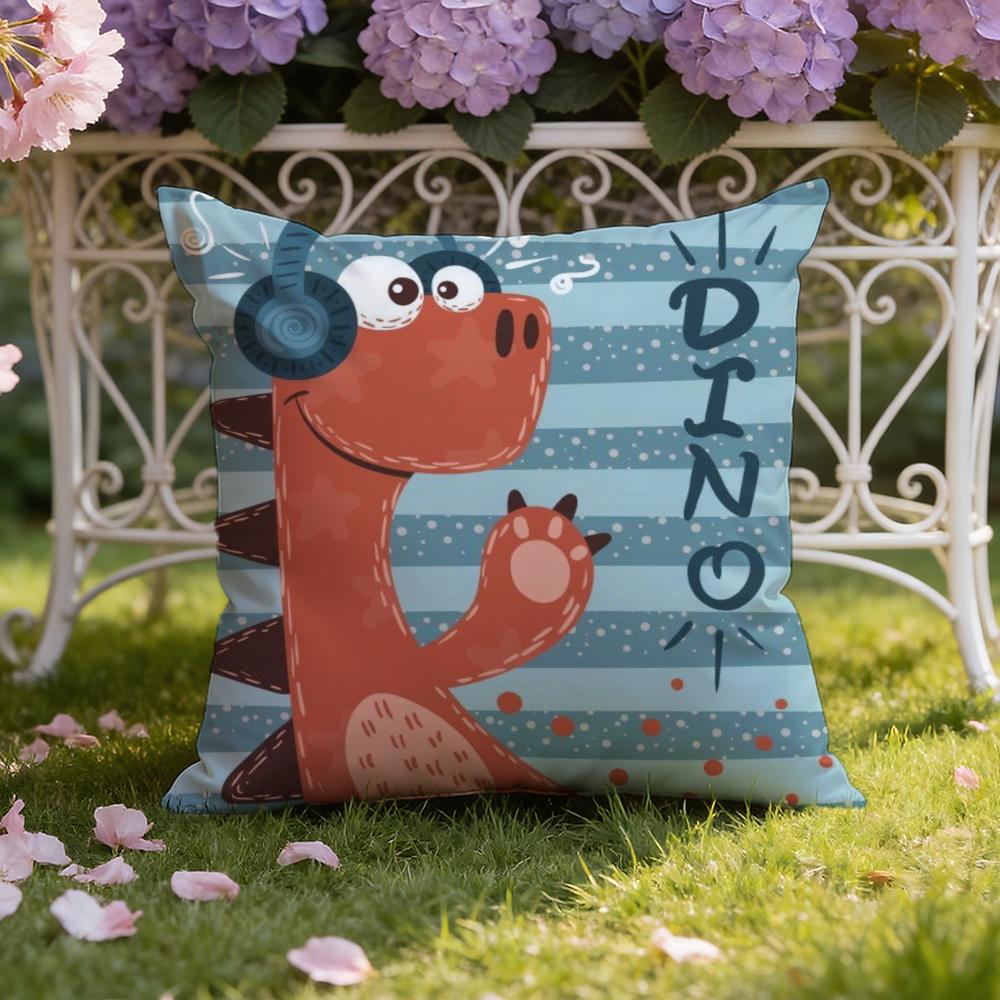 Cute Cartoon Dinosaur Cushion Cover Home & Car Dual-Scene Pillow Cover: Reversible for Premium Comfort
