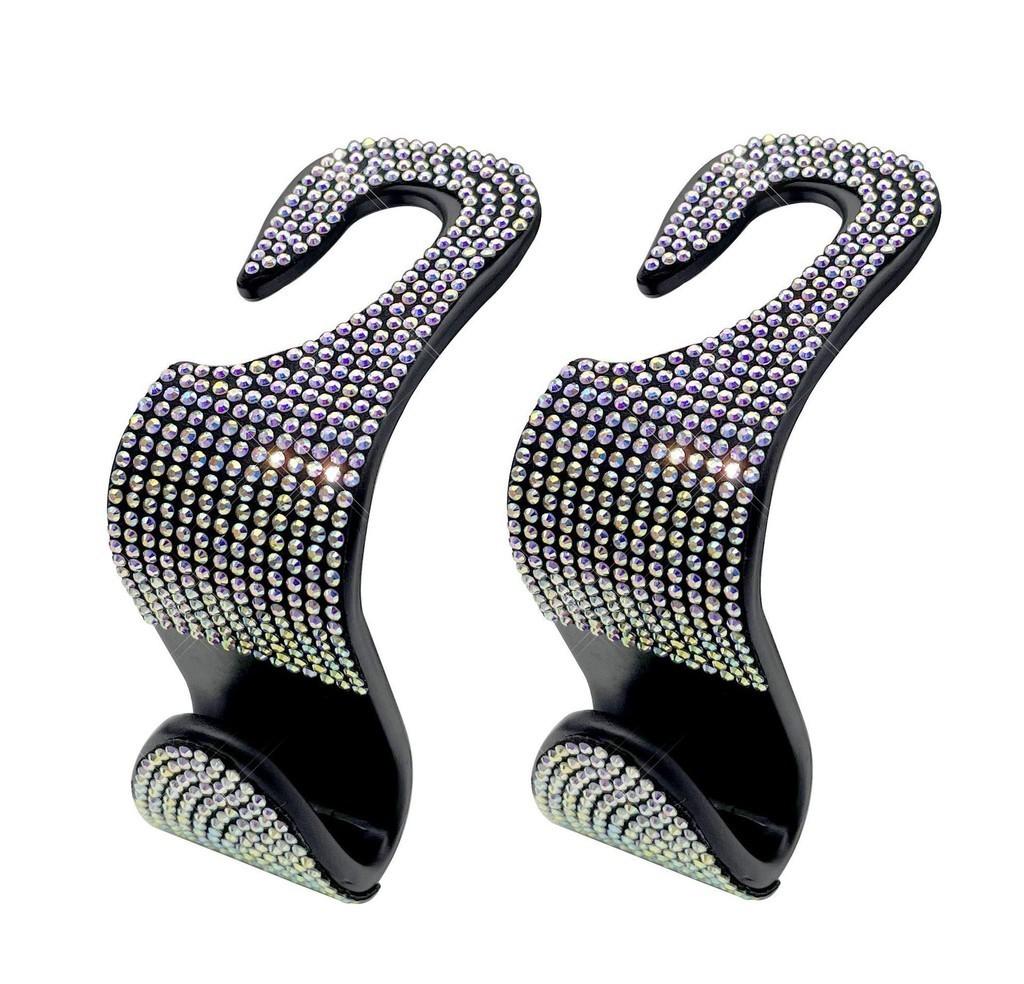Multi-functional Car Storage Hook With Creative Sparkling Hidden Hook For Car Seat Back Lightweight Luxury Style White Diamond 1 Pack)