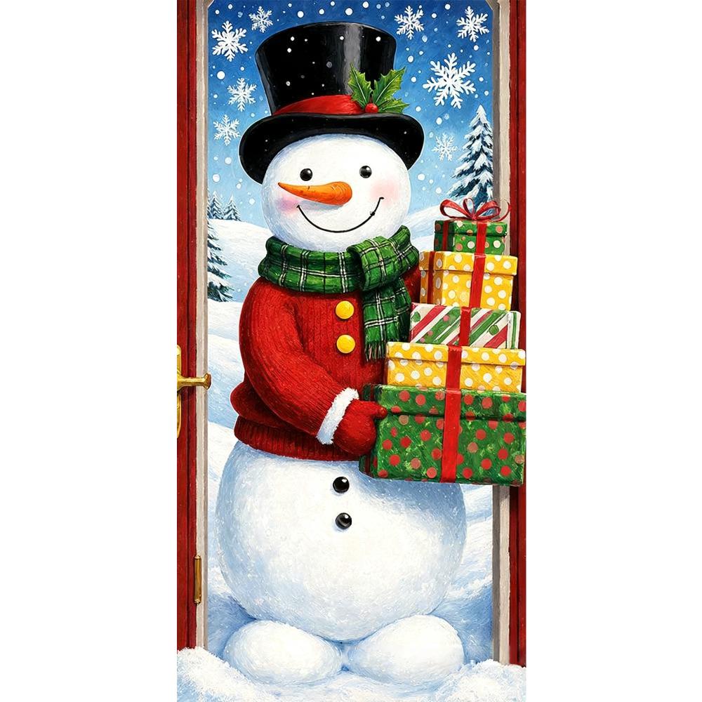 Door Hanging Christmas Door Cover Atmosphere Arrangement Background Santa Claus Banner Old Man Snowman Holiday Props
