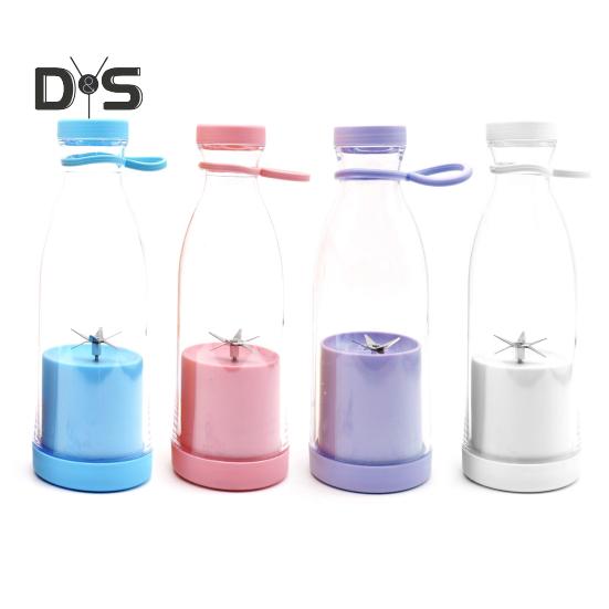 Electric Juicer Cup 380ml Rechargeable Smoothie Maker with 6 Blades BPA-Free Travel Bottle for Ice Fruit Veggie Portable Blender Home/Outdoor Use