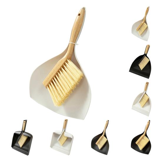Small Broom Dustpan Set Ergonomic Natural Bamboo Handle Soft Bristles Portable Decorative Mini Broom Kit