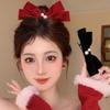 2Pcs Graceful Retro Black/Red Velvet Bow Clip Elegant Two-Piece School Party Duckbill Clip For All Seasons Hair Accessories