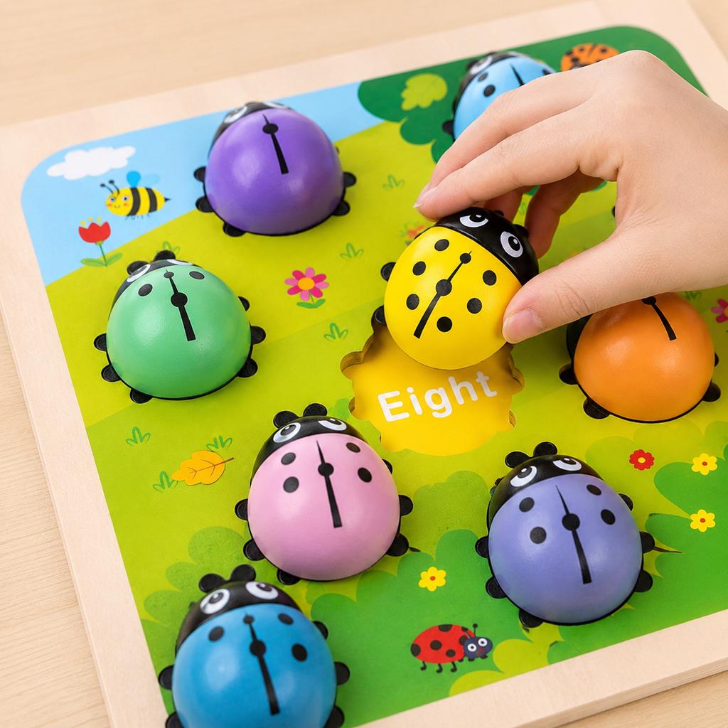 Wooden Ladybug Counting Puzzle Toy Educational Number Learning Game for Toddlers Preschool Kids Developmental Activity