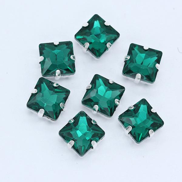 Strassuri Pătrate din Sticlă de Cristal cu Gheare Argintii, Artizanat Cusut pe Piatră, Accesorii Vestimentare, Rochie de Mireasă, Pantofi, Geantă, Garnitură DIY