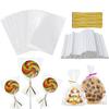 100pcs/set Lollipop Packaging Bag Set Paper Stick Flat Pocket Zip Ties DIY Household Kitchen Supplies Festival Gift Candy TMZ