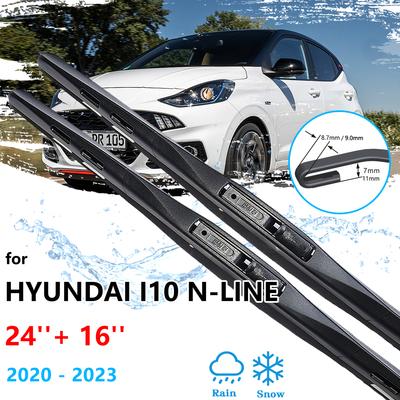 2x For Hyundai I10 N-Line AC3 AI3 MK3 ~2023 Front Wiper Blades Brushes Window Windshield Windscreen U J Hook Car