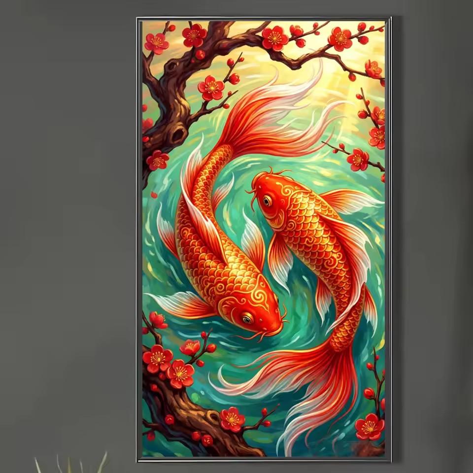 DIY Diamond Painting Koi Fish Animal Picture Of Rhinestones Mosaic Flower Cross Stitch Kits Large Diamond Embroidery Handicraft