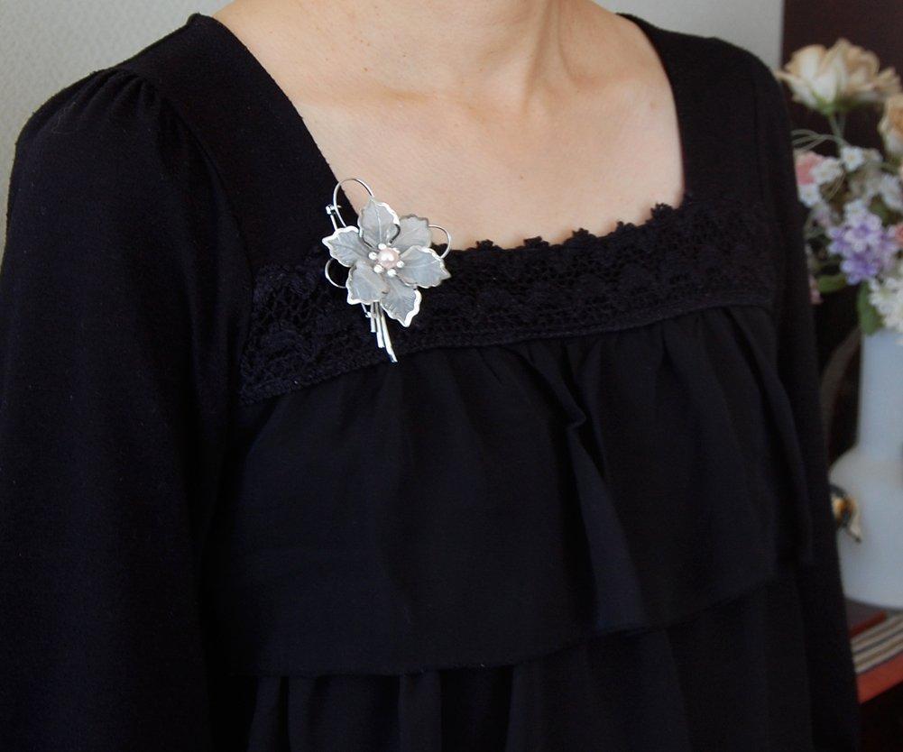 Flower design Akoya pearl pearl brooch ABR543 [enyapearl] brooch,