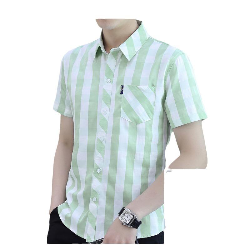 Модная полосатая рубашка с короткими рукавами — фото 5