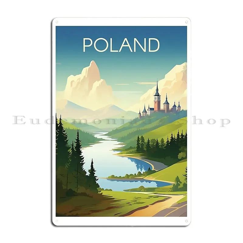 Poland Travel Poster Metal Sign Party Garage Wall Mural Printed Cinema Tin Sign Poster 20x30cm(7.8x11.8inch)