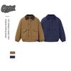 QIYOU 2025 Kış Retro Renk Bloklu Patchwork Yaka ve Büyük Cepli Pamuklu Ceket