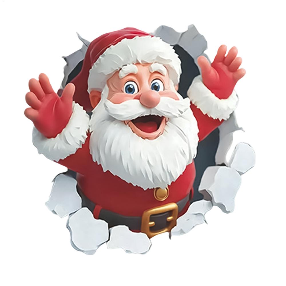 Christmas Creative Wall Sticker Removable 3D Effect Christmas Cartoon Decals Santa Reindeer Living Room Stickers for Dorm Office