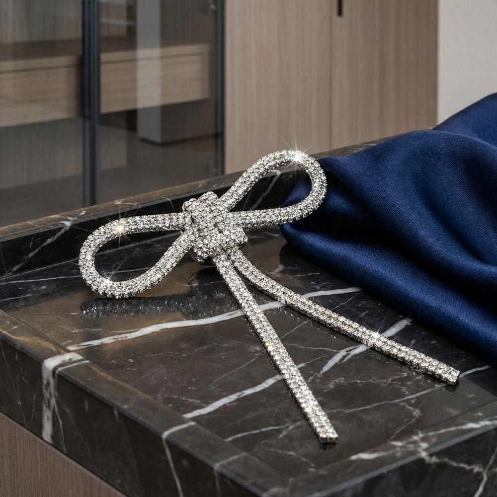 Funkelnde Kristall Schleife Broschen Elegante Mode Anzug Zubehör Geschenk Strassstein Anstecknadel Damen