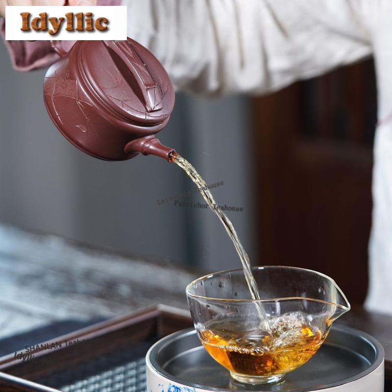 160ml Luxury Yixing Purple Clay Teapots Handmade Large Caliber Pot Raw Ore Purple Mud Kettle With Filter Zisha Tea Set Cha Gift