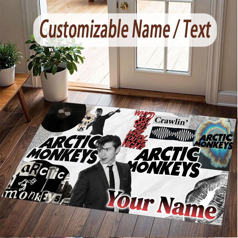 Custom Name Crystal Velvet Rug,Arctic Monkeys Comfortable Anti Slip Floor Mat For Room Decoration