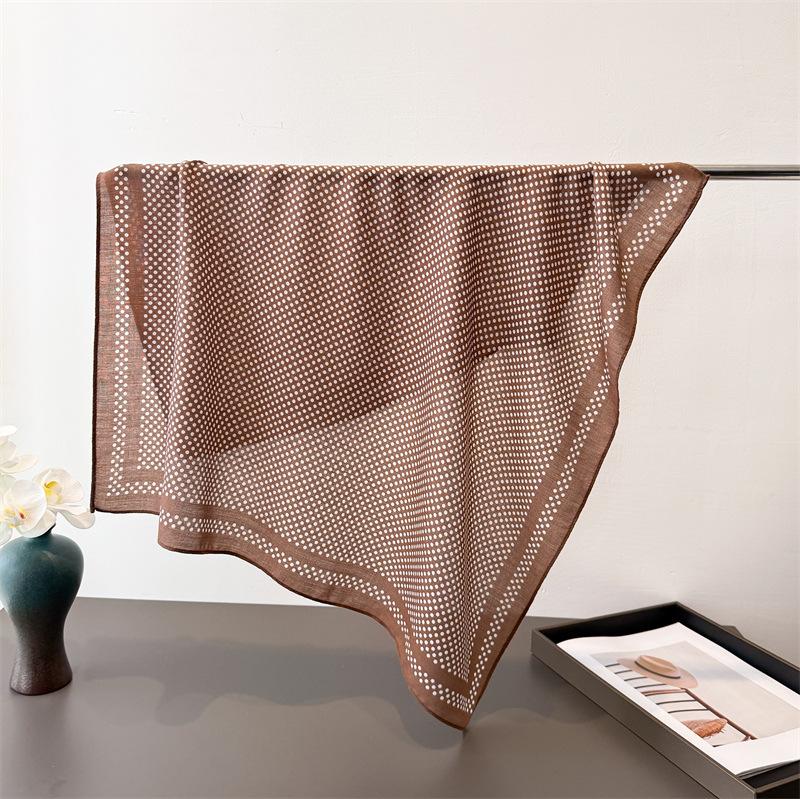Polka Dot Print Hairbands Square Scarf Women Cotton Linen Feeling Bandana Neck Kerchief Head Bands Foulard Female Scarfs