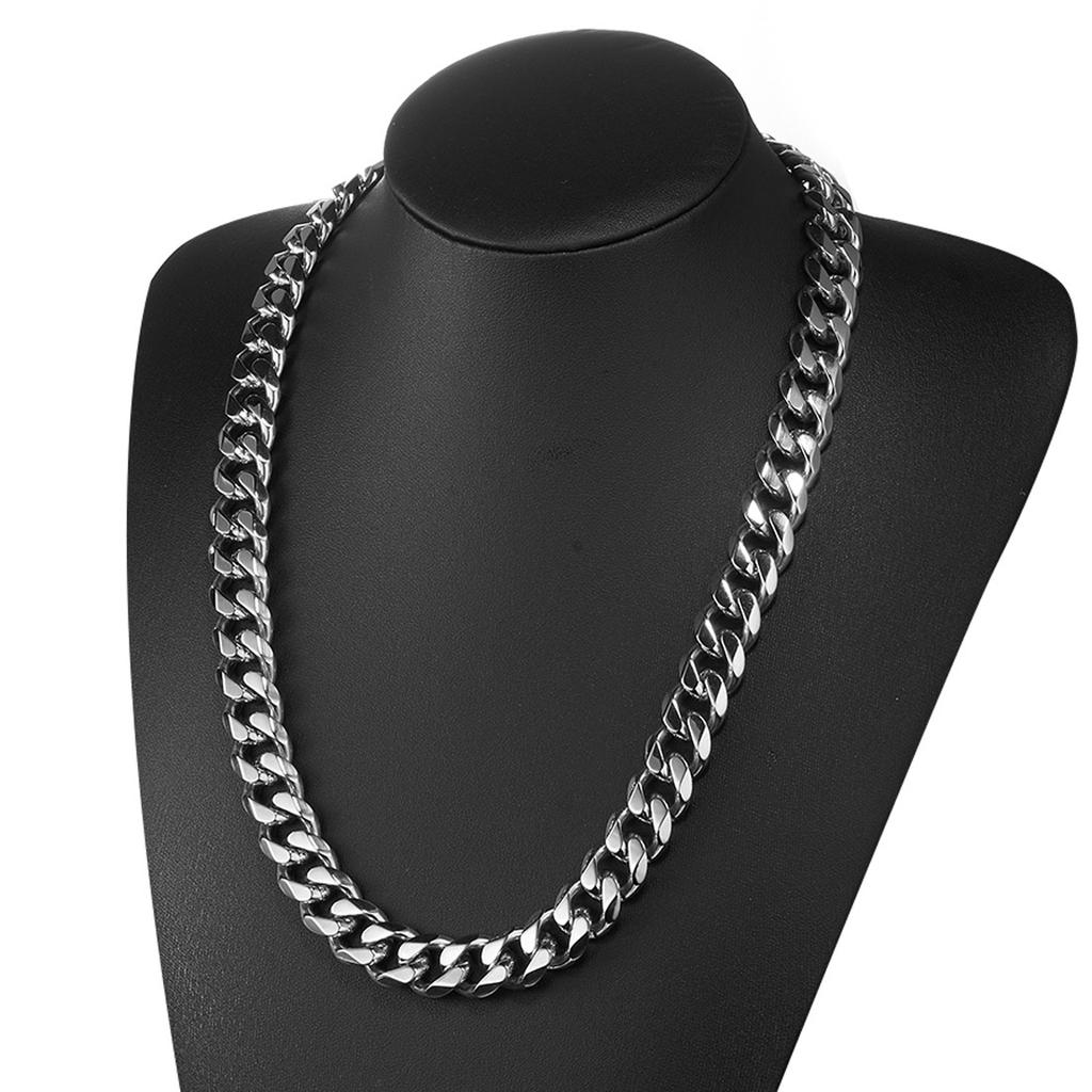 HNSP Acciaio Inossidabile Catena Miami Cuban Link Colore Argento Collana Per Uomo 7MM/9MM/15MM di Larghezza Punk Hip Hop Accessori