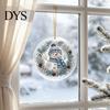 Decorative Xmas Tree Baubles Christmas Acrylic Hanging Ornament, Double Side Printed Santa Pendant for Window, Holiday Ornaments 2D Flat Festive Decor