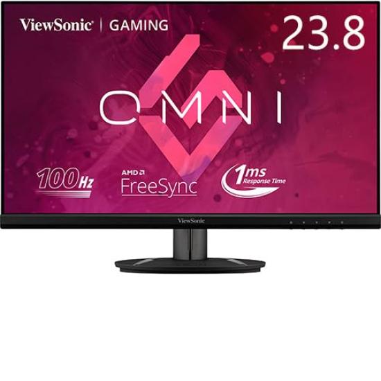 ViewSonic VX2416 Full HD Gaming Monitor Blue Light Warranty and Backlight 24-inch (IPS, 100Hz, 1ms, HDMI, DP, Flicker-Free, Reduction, 3-Year (Panel
