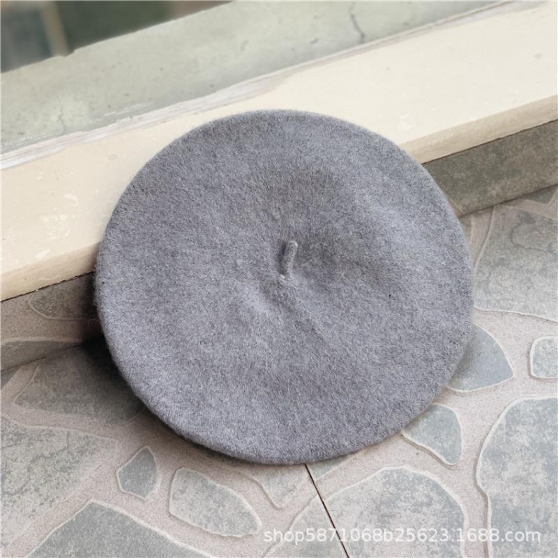 

Детские шапки шерстяные береты шапки для девочек вязаные шапки осень-зима милые шапки-тыквы конфетных цветов M（48-52）cm серый